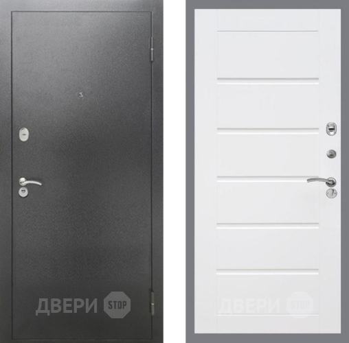 Дверь Рекс (REX) 2А Серебро Антик Сити Белый ясень в Раменском