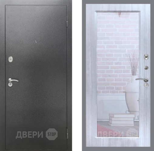 Входная металлическая Дверь Рекс (REX) 2А Серебро Антик Зеркало Пастораль Сандал белый в Раменском