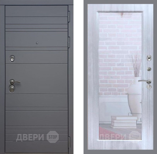 Входная металлическая Дверь Рекс (REX) 14 силк титан Зеркало Пастораль Сандал белый в Раменском