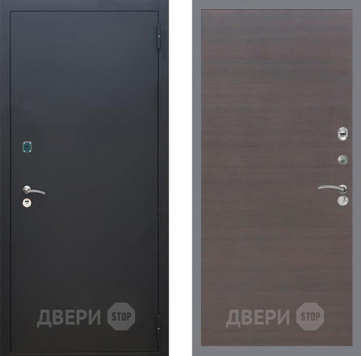 Входная металлическая Дверь Рекс (REX) 1A Черный Муар GL венге поперечный в Раменском