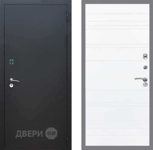 Дверь Рекс (REX) 1A Черный Муар Line Силк Сноу в Раменском