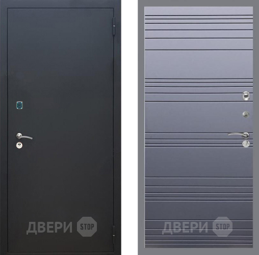 Входная металлическая Дверь Рекс (REX) 1A Черный Муар Line Силк титан в Раменском