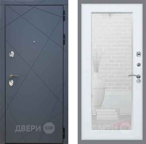 Входная металлическая Дверь Рекс (REX) 13 Силк Титан Зеркало Пастораль Силк Сноу в Раменском