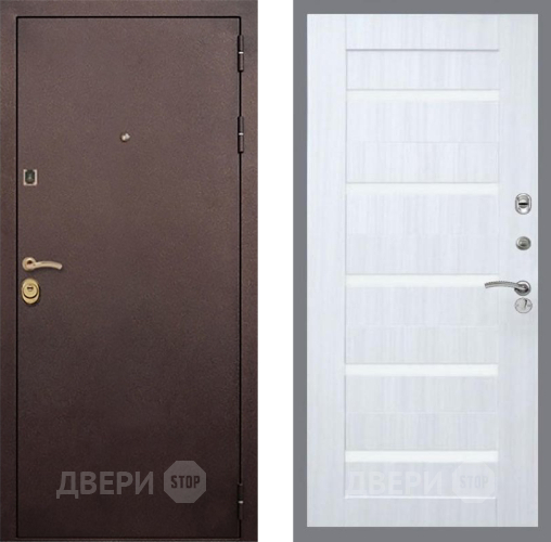 Входная металлическая Дверь Рекс (REX) Лайт 3К СБ-14 стекло белое Сандал белый в Раменском