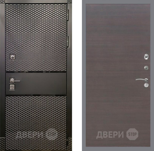 Входная металлическая Дверь Рекс (REX) 15 Черный Кварц GL венге поперечный в Раменском