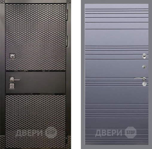 Входная металлическая Дверь Рекс (REX) 15 Черный Кварц Line Силк титан в Раменском