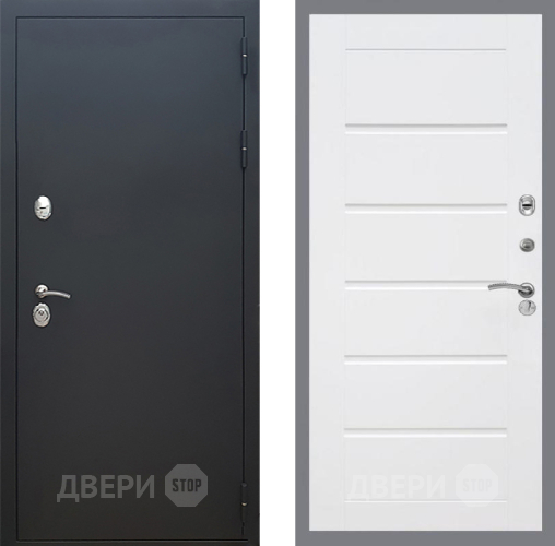 Дверь Рекс (REX) 5 Черный Муар Сити Белый ясень в Раменском