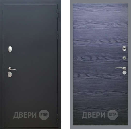 Входная металлическая Дверь Рекс (REX) 5 Черный Муар GL Дуб тангенальный черный в Раменском