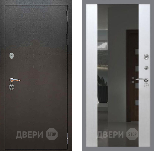 Входная металлическая Дверь Рекс (REX) 5 Серебро Антик СБ-16 с Зеркалом Лиственница беж в Раменском