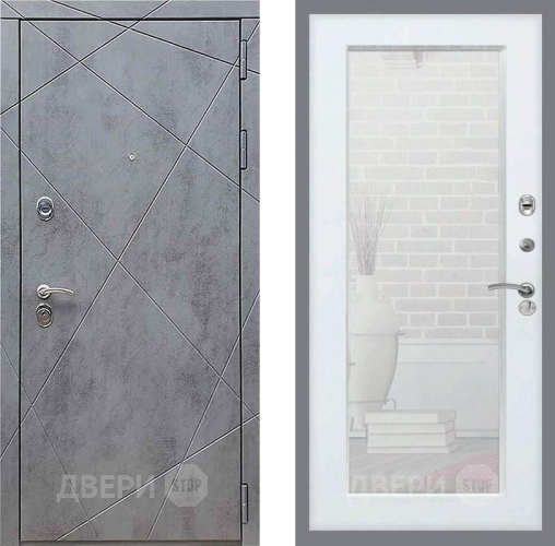 Входная металлическая Дверь Рекс (REX) 13 Бетон Темный Зеркало Пастораль Силк Сноу в Раменском