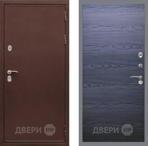 Входная металлическая Дверь Рекс (REX) 5 металл 3 мм GL Дуб тангенальный черный в Раменском