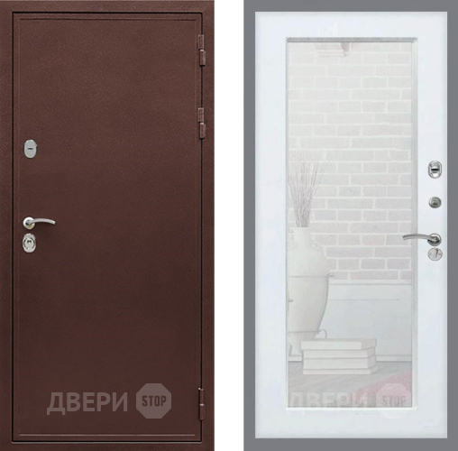 Дверь Рекс (REX) 5 металл 3 мм Зеркало Пастораль Силк Сноу в Раменском